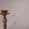 Wholesale Unisex Natural Style Double Layer Starfish Shell Clavicle Chain Stacked Necklace Titanium Steel 18K Gold Vacuum Plated