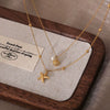 Wholesale Unisex Natural Style Double Layer Starfish Shell Clavicle Chain Stacked Necklace Titanium Steel 18K Gold Vacuum Plated