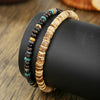 Wholesale Unisex Natural Wood Geometric Bead Elastic Handmade Bracelet Set