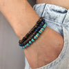 Wholesale Unisex Natural Wood Geometric Bead Elastic Handmade Bracelet Set