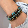 Wholesale Unisex Natural Wood Geometric Bead Elastic Handmade Bracelet Set
