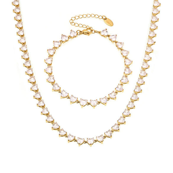 Wholesale Unisex Niche Electroplated Titanium Steel Chain Ferris Wheel 5A Zircon Jewelry Set Necklace Bracelet