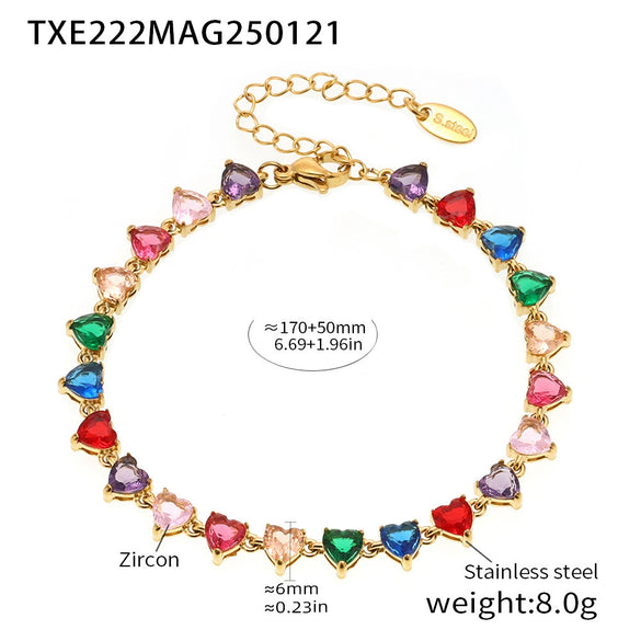 Wholesale Unisex Niche Electroplated Titanium Steel Chain Ferris Wheel 5A Zircon Jewelry Set Necklace Bracelet