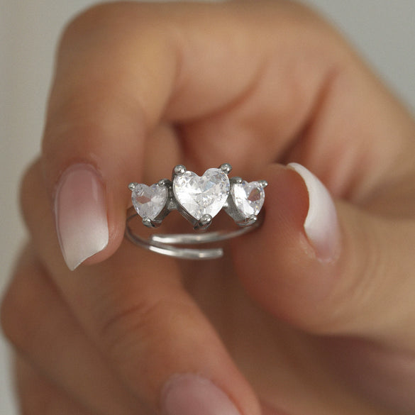 Wholesale Unisex Niche Geometric Ferris Wheel Inlaid Zircon Stainless Steel Goldplated Adjustable Opening Ring