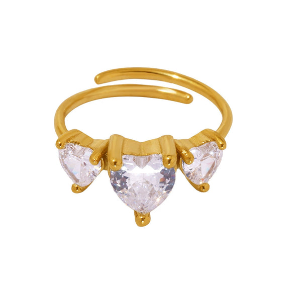 Wholesale Unisex Niche Geometric Ferris Wheel Inlaid Zircon Stainless Steel Goldplated Adjustable Opening Ring