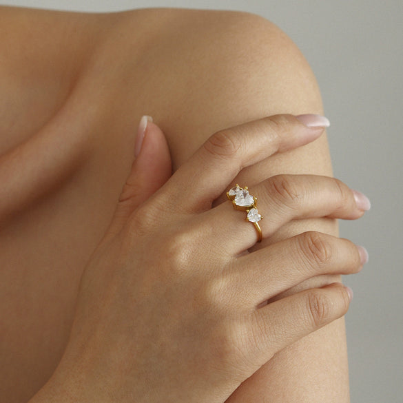 Wholesale Unisex Niche Geometric Ferris Wheel Inlaid Zircon Stainless Steel Goldplated Adjustable Opening Ring