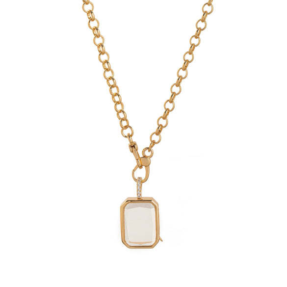 Wholesale Unisex Old Money Style Geometric Copper Titanium Steel O Word Chain Photo Box Pendant With Electroplating And Hollow Design