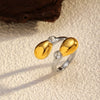 Wholesale Unisex Open Stainless Steel Rings With Flower And Geometric Patterns 18K Gold Plated