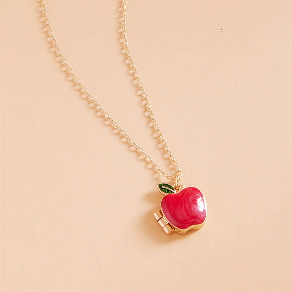 Wholesale Unisex Openable Fruit Design Diamondstudded Oildrip Copper Pendant Necklace With Electroplating