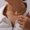 Wholesale Unisex Oval Blade Stitching Chain Design Electroplated Titanium Steel Jewelry Suit Necklace Bracelet