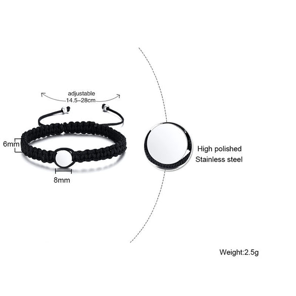 Wholesale Unisex Personality Geometric Adjustable Titanium Steel And Nylon Rope Cross Woven Bracelet