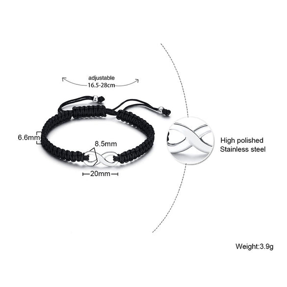 Wholesale Unisex Personality Geometric Adjustable Titanium Steel And Nylon Rope Cross Woven Bracelet