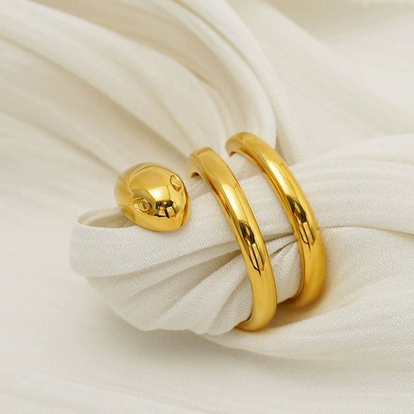 Wholesale Unisex Personalized Geometric Line Stainless Steel Electroplated Ring