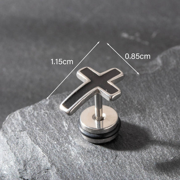 Wholesale Unisex Piercing Earrings Stainless Steel Cast Cross Punk Fashion Retro Polished