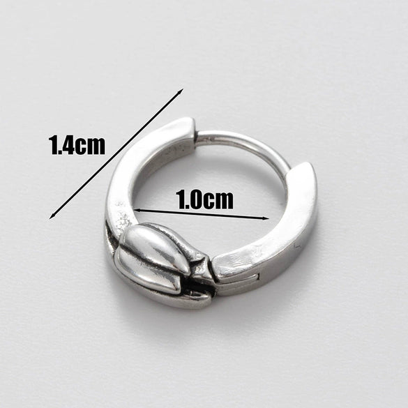 Wholesale Unisex Piercing Earrings Stainless Steel Cast Dragon Totem Geometric Pattern Punk Style Polished