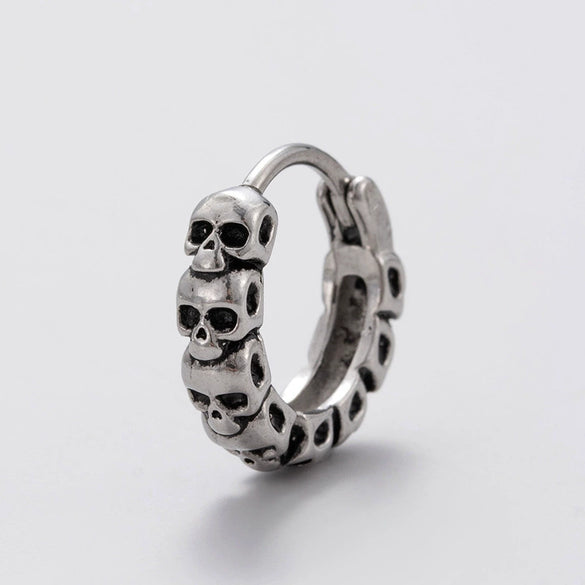 Wholesale Unisex Piercing Earrings Stainless Steel Cast Skull Cross Fashion Retro Polished