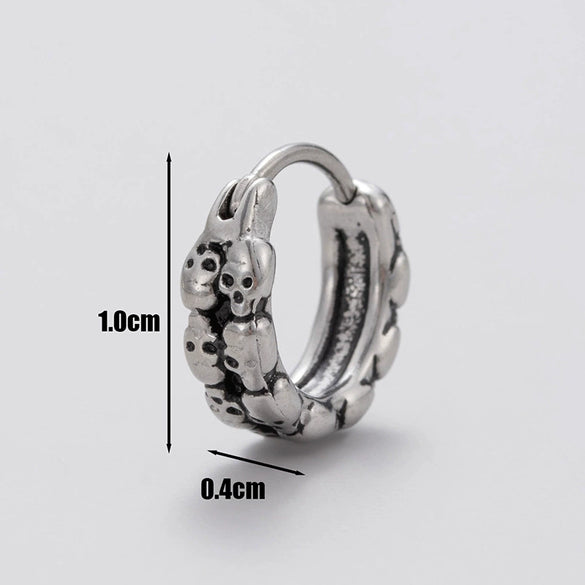 Wholesale Unisex Piercing Earrings Stainless Steel Cast Skull Cross Fashion Retro Polished