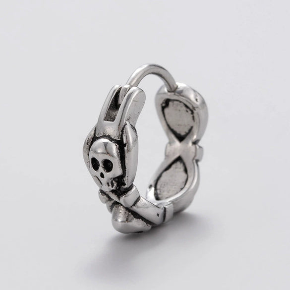 Wholesale Unisex Piercing Earrings Stainless Steel Cast Skull Cross Fashion Retro Polished
