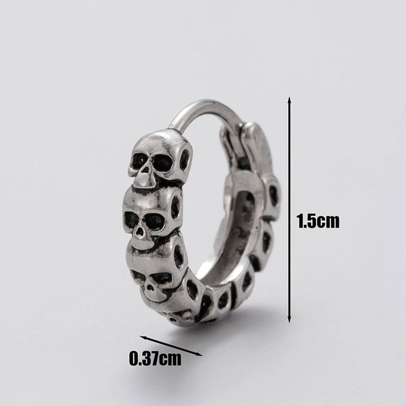 Wholesale Unisex Piercing Earrings Stainless Steel Cast Skull Cross Fashion Retro Polished