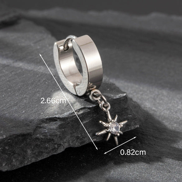 Wholesale Unisex Piercing Earrings Stainless Steel Cast Skull With Animal Zodiac Pattern Polished