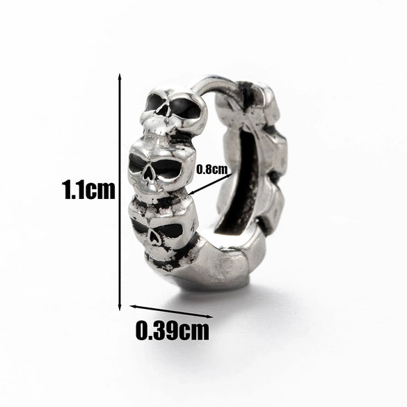 Wholesale Unisex Piercing Earrings Stainless Steel Cast Skull With Letter Pattern Polished
