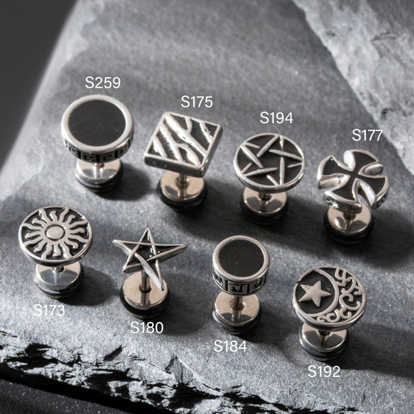 Wholesale Unisex Piercing Earrings Stainless Steel Casting Geometric Punk Fashion Retro With Polishing