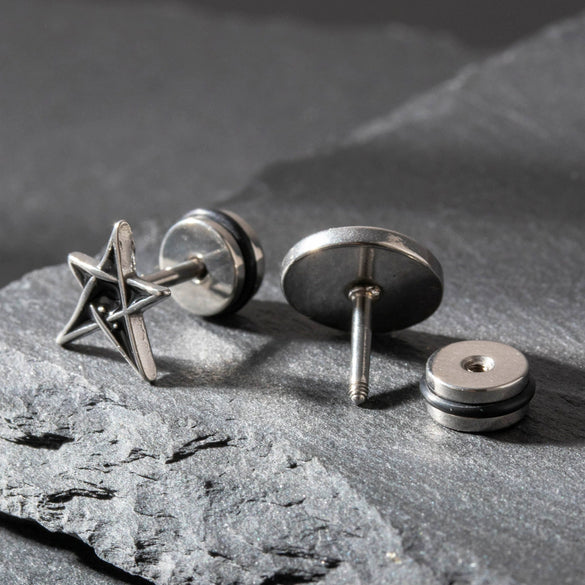 Wholesale Unisex Piercing Earrings Stainless Steel Casting Geometric Punk Fashion Retro With Polishing