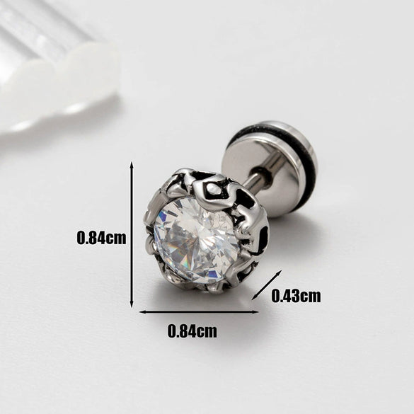 Wholesale Unisex Piercing Earrings Stainless Steel Casting Inlaid Zircon Punk Geometric Polishing Style