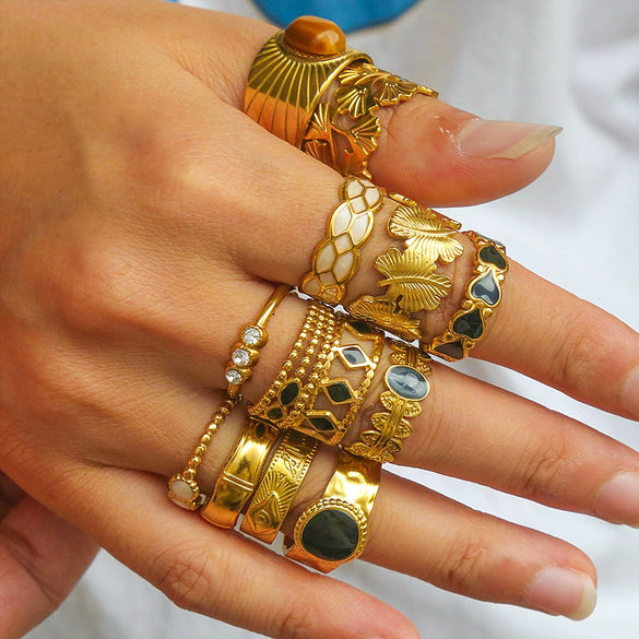 Wholesale Unisex Punk Geometric Ushaped Titanium Steel Electroplated Ring And Bracelet