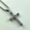 Wholesale Unisex Punk Hiphop Street Style Stainless Steel Cross Twist Necklace With Doll Pattern And Polishing Treatment