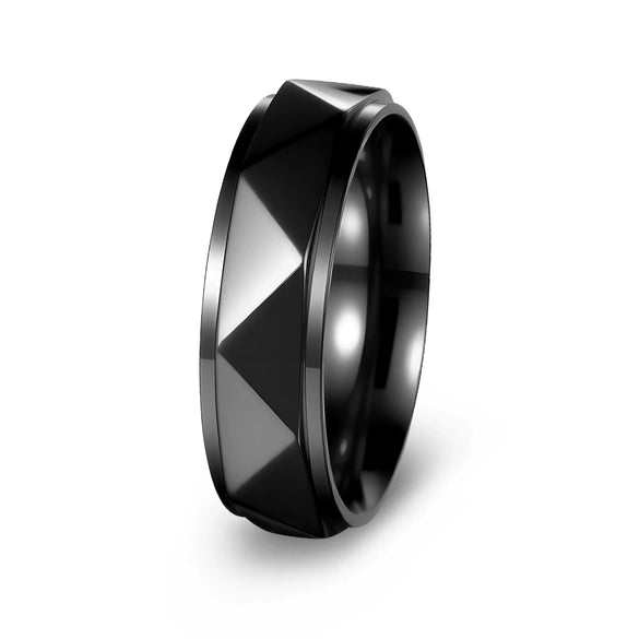 Wholesale Unisex Punk Ring Titanium Steel Geometric Triangular Faceted Electroplated