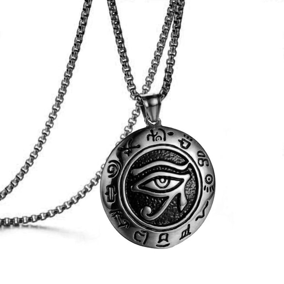 Wholesale Unisex Punk Style Alloy Eye Of Horus Pendant Necklace With Pearl Chain And Electroplating Design