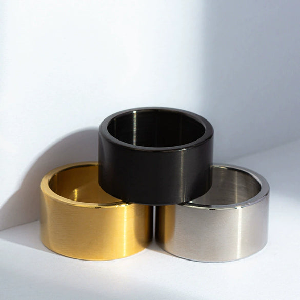Wholesale Unisex Punk Style Geometric Titanium Steel Ring With Electroplating Treatment