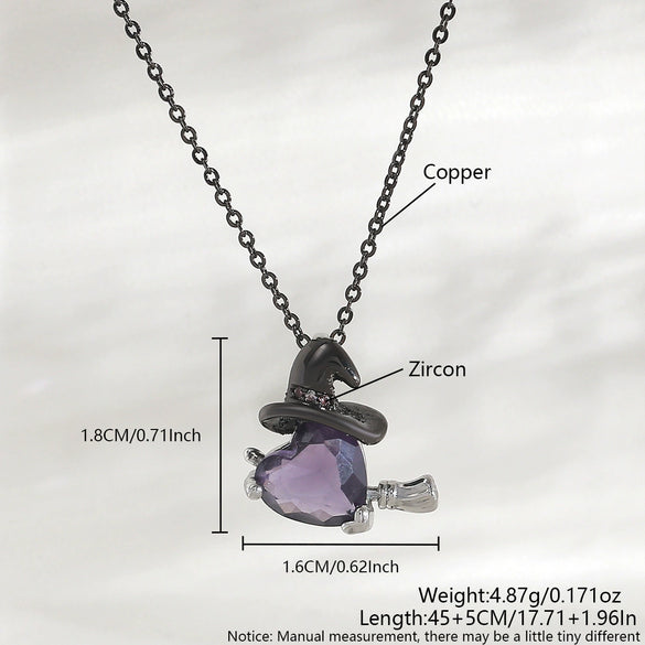 Wholesale Unisex Purple Zircon Inlaid Copper Goldplated Halloween Necklace With O Word Chain