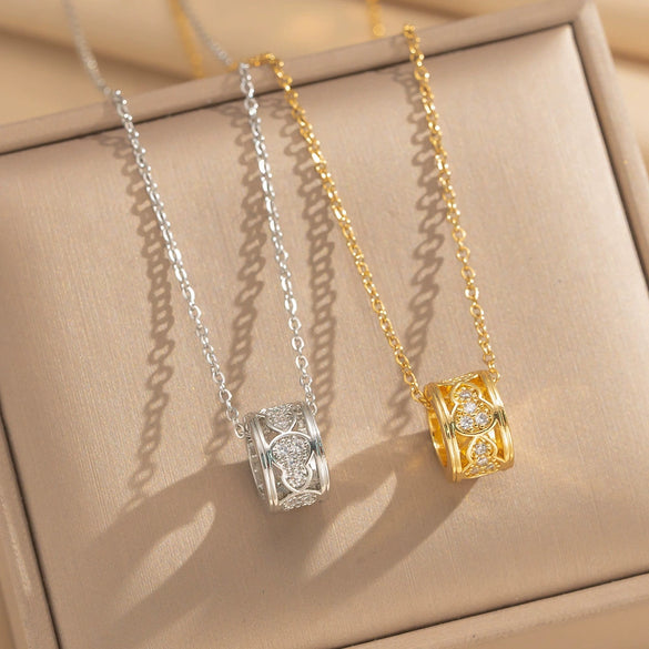 Wholesale Unisex Real Gold Plated Copper And Zircon Gourd Pendant Clavicle Chain Necklace Light Luxury Jewelry