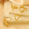 Wholesale Unisex Retro Court Style Geometric Pattern Stainless Steel Hollow Carved Electroplated Ring
