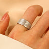 Wholesale Unisex Retro Court Style Geometric Pattern Stainless Steel Hollow Carved Electroplated Ring
