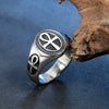 Wholesale Unisex Retro Cross Ring In Stainless Steel With Geometric Design And Oiling Treatment