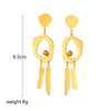 Wholesale Unisex Retro Elegant Cold Style Irregular Round Geometric Tassel Long Pendant Earrings Titanium Steel Electroplated