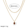 Wholesale Unisex Retro Geometric Doublelayered Necklace With Rectangular Pendant Copper O Word Chain Titanium Steel Electroplated December Birthstone