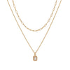 Wholesale Unisex Retro Geometric Doublelayered Necklace With Rectangular Pendant Copper O Word Chain Titanium Steel Electroplated December Birthstone