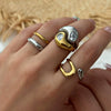 Wholesale Unisex Retro Geometric Stainless Steel Electroplated Rings