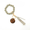 Wholesale Unisex Retro Handmade Leopard Spotted Wood Bead Bracelet Keychain