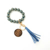 Wholesale Unisex Retro Handmade Leopard Spotted Wood Bead Bracelet Keychain