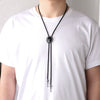 Wholesale Unisex Retro Hip Hop Leather Necklace With Alloy Pendant And Plaid Geometric Pattern