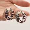 Wholesale Unisex Retro Leopard Print Polka Dot Geometric Stainless Steel And Resin Electroplated Earrings
