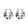 Wholesale Unisex Retro Leopard Print Polka Dot Geometric Stainless Steel And Resin Electroplated Earrings