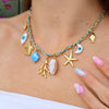 Wholesale Unisex Retro Minimalist Electroplated 18K Gold Stainless Steel And Copper Seahorse Pendant Clavicle Necklace With Braided Color Rope