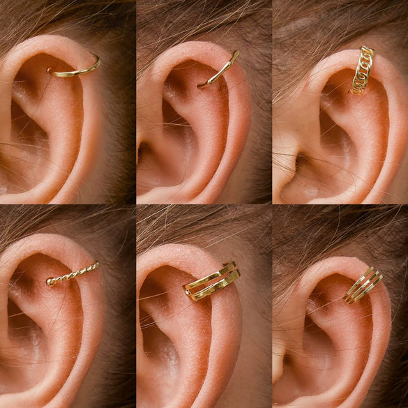 Wholesale Unisex Retro Minimalist Geometric Cshaped Copper Electroplated Ear Clips For Men And Women