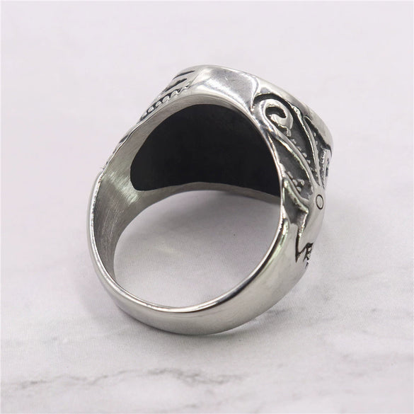 Wholesale Unisex Retro Personality Animal Zodiac Sailing Boat Octopus Polish Stainless Steel Titanium Steel Ring